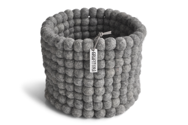 Grafitgrå Ullkorg Sten Grå Stor