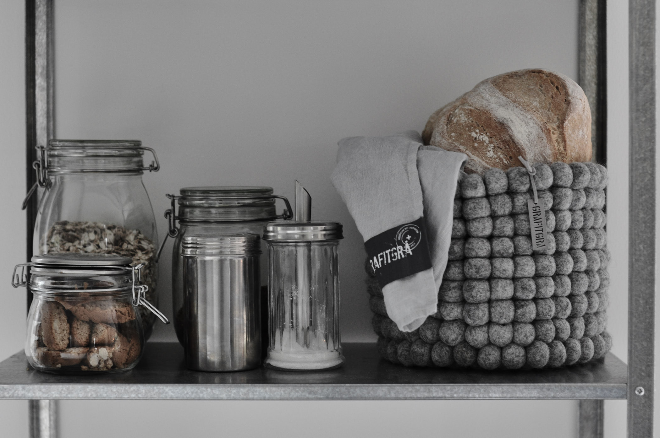 Grafitgrå Ullkorg Sten Grå Stor - Bild 2