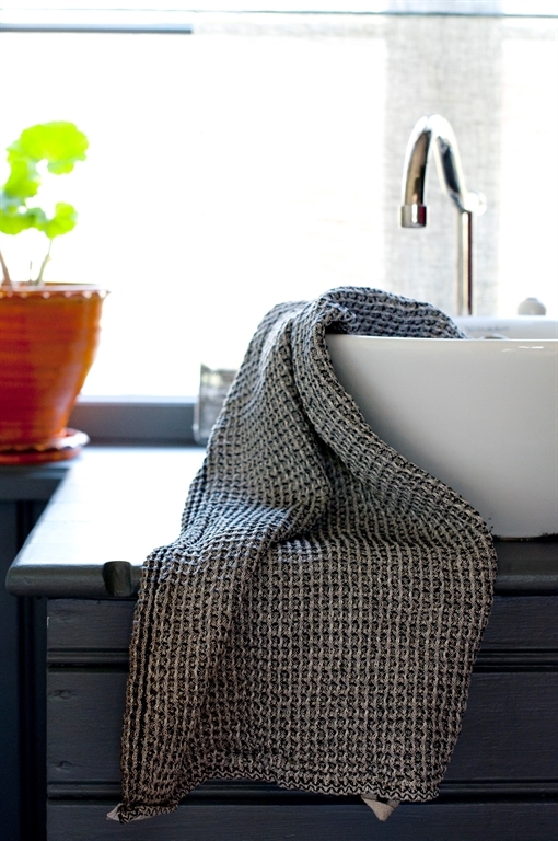 Växbo lin Bubbel handduk svart - Bild 3