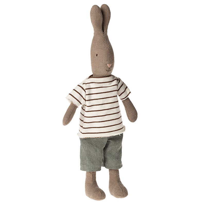 Maileg Rabbit size 2 Brown Striped blouse and pants
